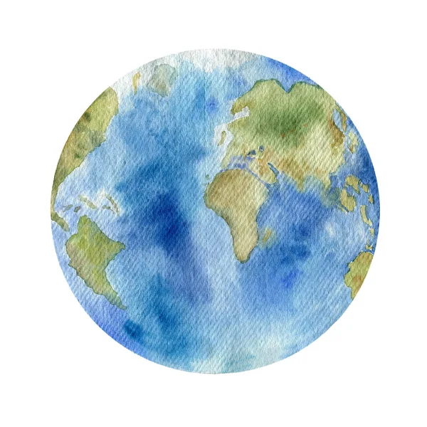 Watercolor clipart of planet earth, hand painted illustration — Stock Photo, Image