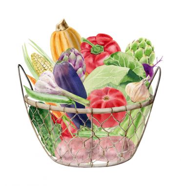 Sebze sepeti suluboya clipart