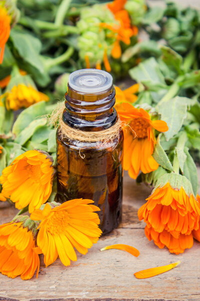Небольшая бутылка масла календулы (экстракт конопли, настойка, вливание
)