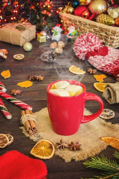 Yeni yıl süslemeleri ve muamele etmek ile Noel arka plan. 