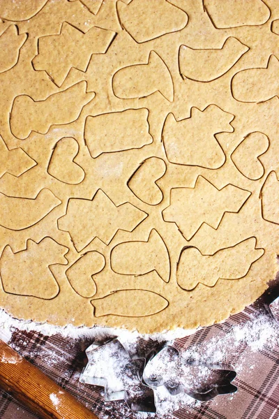 Ingwer-Weihnachtsplätzchen mit den Händen. — Stockfoto