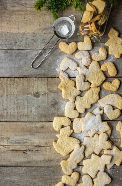 Biscotti di Natale fatti in casa di diverse forme . — Foto Stock