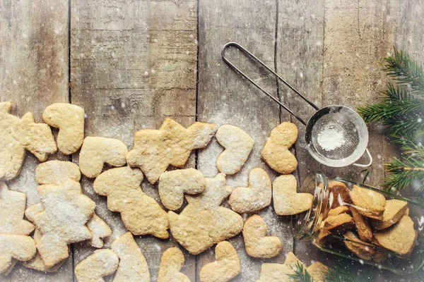 Biscotti di Natale fatti in casa di diverse forme . — Foto Stock