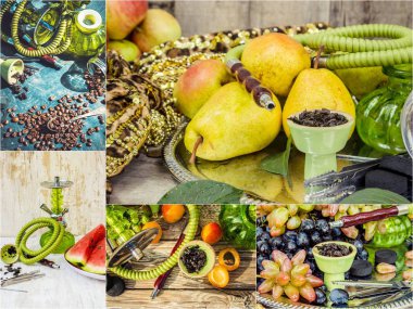 Nargile tütün yasaktır farklı tadı ile kolaj.