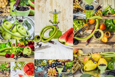 Nargile tütün yasaktır farklı tadı ile kolaj.