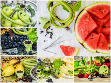 Nargile tütün yasaktır farklı tadı ile kolaj.