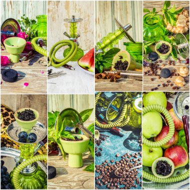 Nargile tütün yasaktır farklı tadı ile kolaj.