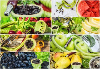 Nargile tütün yasaktır farklı tadı ile kolaj.