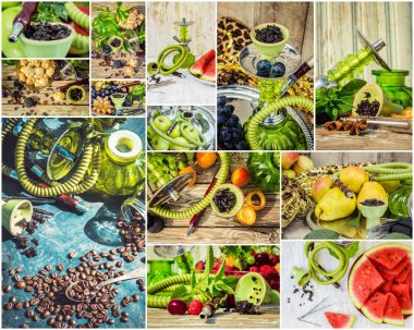 Nargile tütün yasaktır farklı tadı ile kolaj.