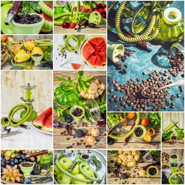 Nargile tütün yasaktır farklı tadı ile kolaj.