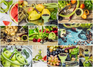 Nargile tütün yasaktır farklı tadı ile kolaj.