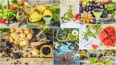 Nargile tütün yasaktır farklı tadı ile kolaj.