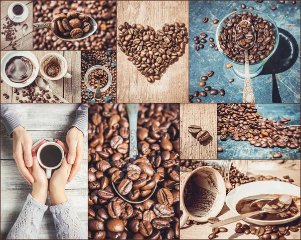 Collage molte immagini di caffè . — Foto Stock