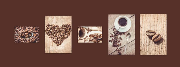 Collage many pictures of coffee. — Stock Photo, Image