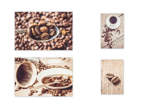 Collage de nombreuses photos de café . — Photo