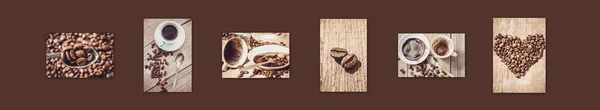 Collage many pictures of coffee. — Stock Photo, Image