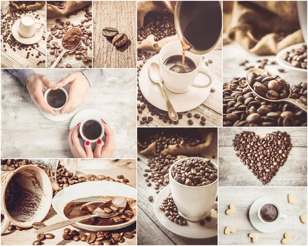 kahve birçok resim kolaj. 