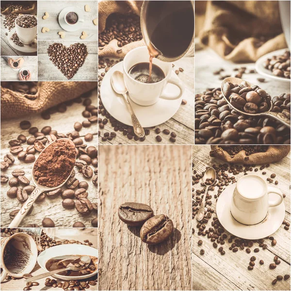 Collage molte immagini di caffè . — Foto Stock