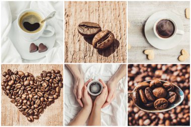 kahve birçok resim kolaj. 