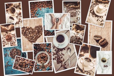 kahve birçok resim kolaj. 