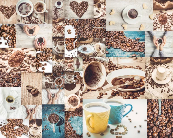 Kahve birçok resim kolaj. — Stok fotoğraf