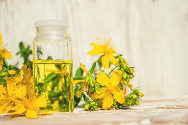 St John's wort tentür küçük bir şişe içinde. 