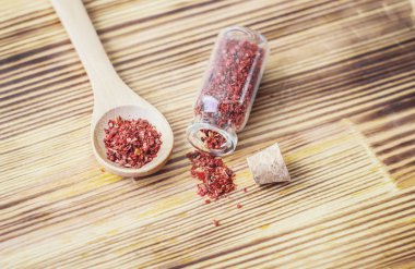 kırmızı zemin Cayenne biber. Şili. seçici odaklama. 