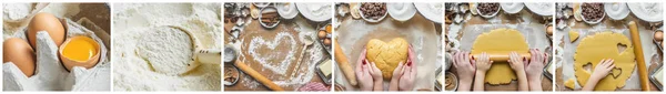 Colagem Pastelaria, bolos, cozinhar suas próprias mãos. Foco seletivo . — Fotografia de Stock