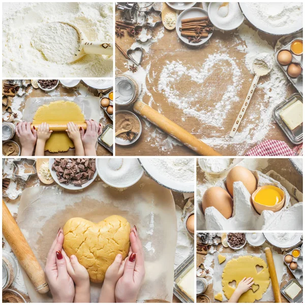 Kolaj pasta, kek, yemek kendi ellerinde. Seçici odak. — Stok fotoğraf