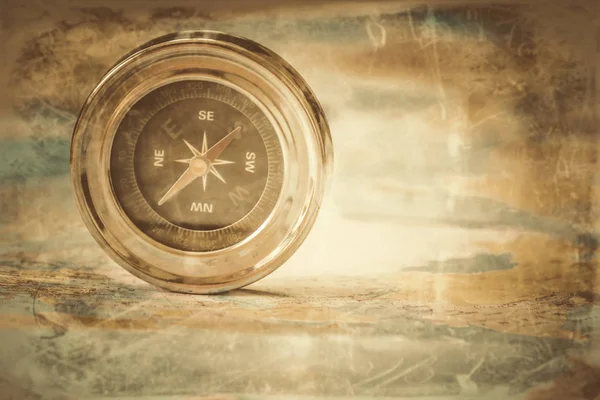 Compass on map background travel. pointer. selective focus. — Stock Photo, Image