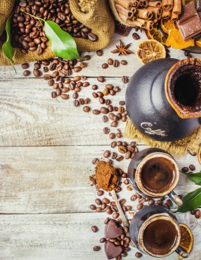 Kahvaltıda kahve Turku demleyin. seçici odak. 