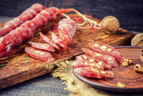 Churchkhela, Georgian sweets. Selective focus. — Stock Photo, Image