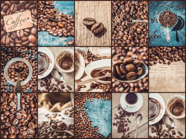 kolaj kahve. bir sürü resim. seçici odak.