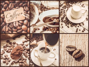kolaj kahve. bir sürü resim. seçici odak.
