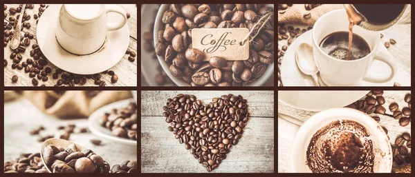 Collage de café. beaucoup de photos. focus sélectif . — Photo