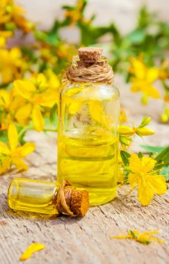 St. John otlu otları. Homeopati. Seçici odak.