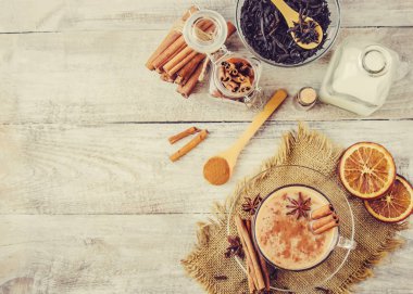 Masala çay. Seçici odak. 