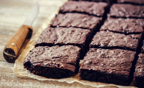 Chocolate brownie, selective focus. — Stock Photo, Image