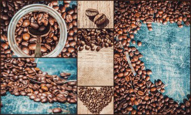 kolaj kahve. bir sürü resim. seçici odak.