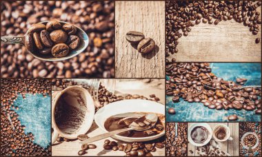 kolaj kahve. bir sürü resim. seçici odak.