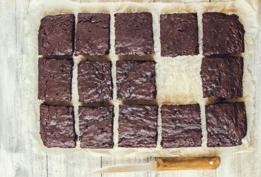 Çikolatalı brownie, seçici odak. 