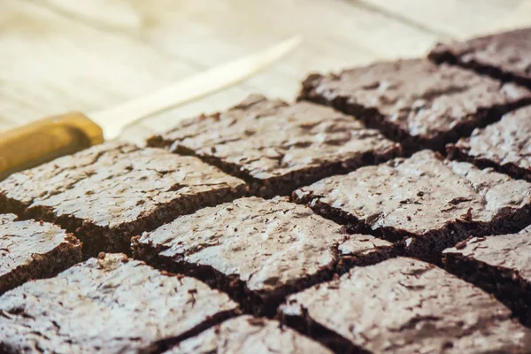 Çikolatalı brownie, seçici odak. 