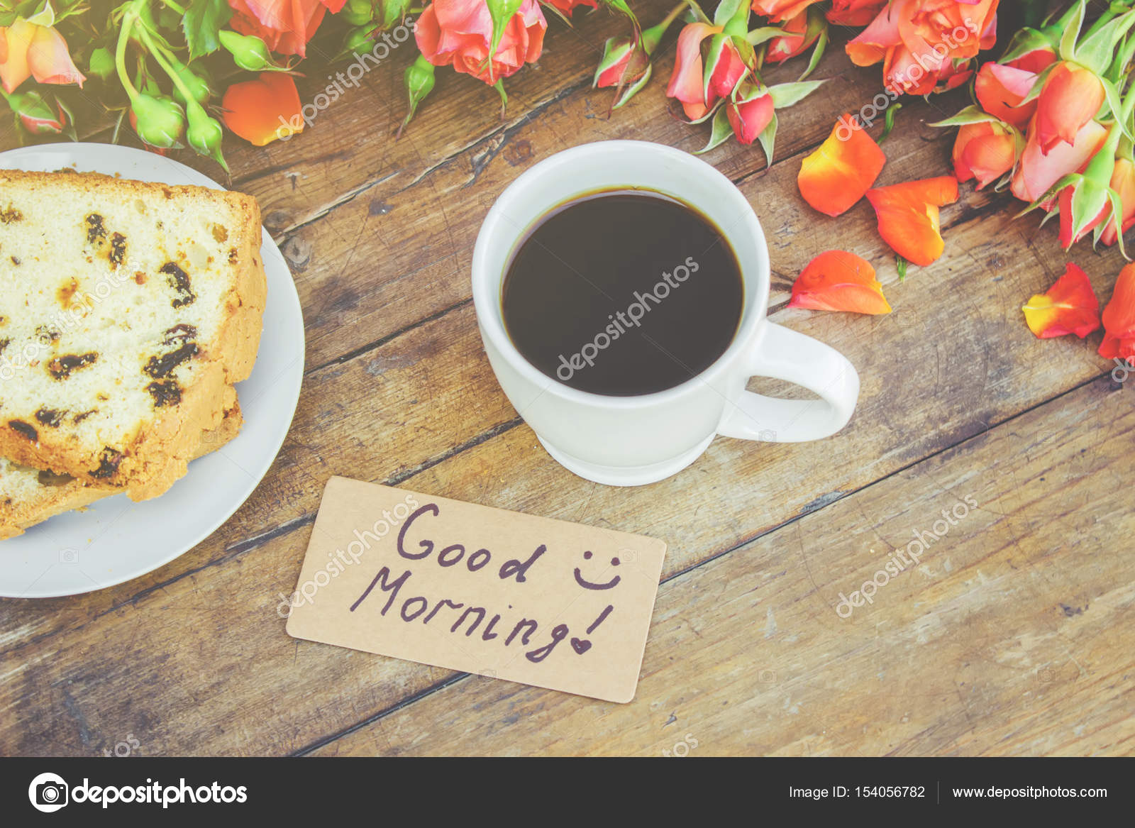 A Cup Of Coffee For Breakfast Good Morning Flowers Selective