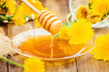 Dandelion bal ve bir bardak çay. Seçici odak.