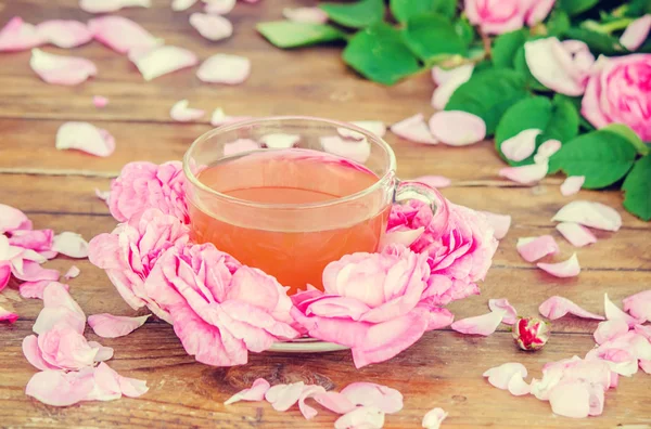 Tea, tea rózsa, rózsa, szelektív összpontosít. — Stock Fotó
