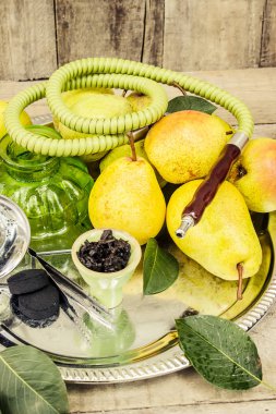 Nargile, tütün lezzet armut. Seçici odak. 