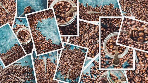 Collage many pictures of coffee. — Stock Photo, Image