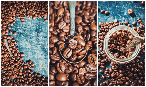 Collage de nombreuses photos de café . — Photo