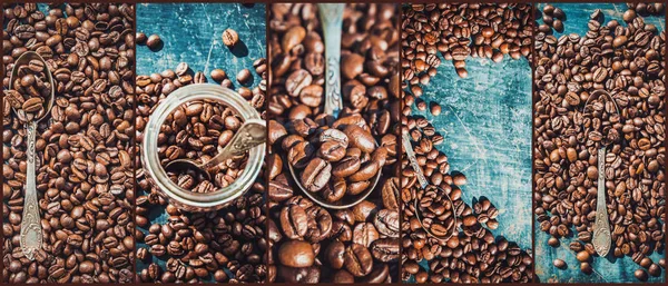 Collage many pictures of coffee. — Stock Photo, Image