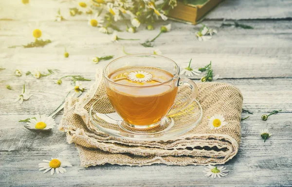 Papatya çayı. Seçici odak.